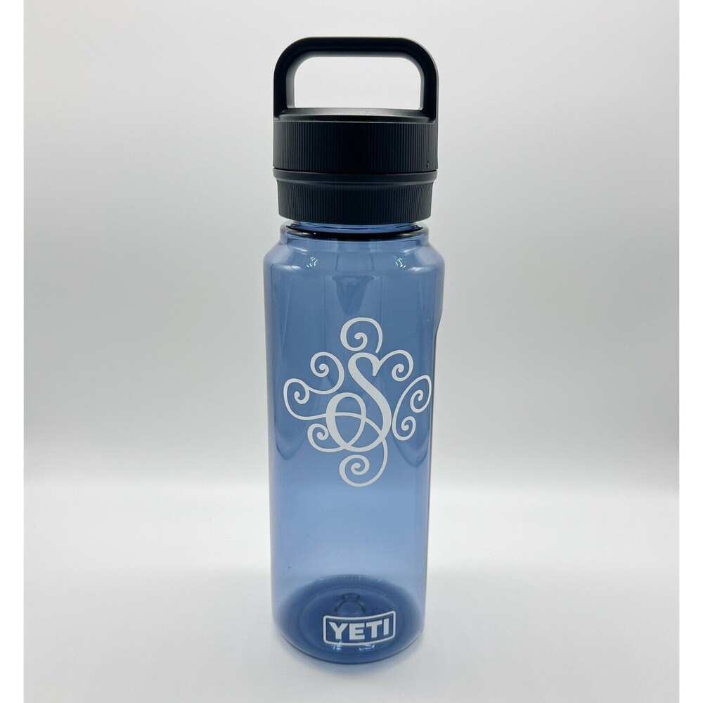 YETI 34oz. Water Bottle Clear w/ Yonder Chug Cap Initialed Monogram "S" New